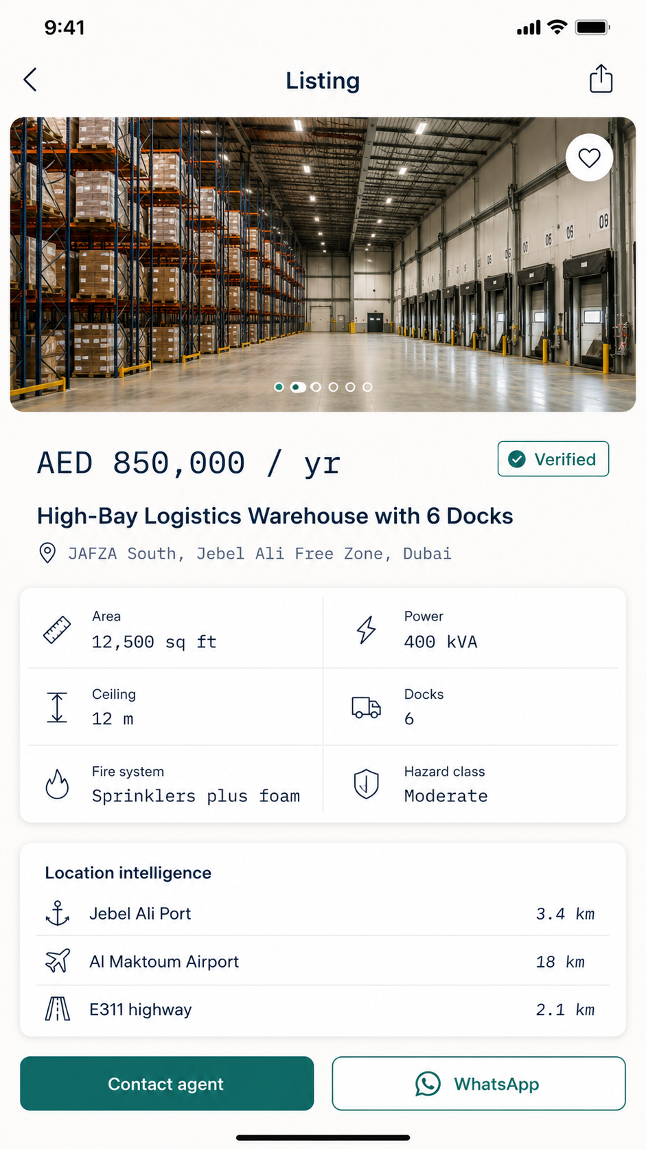 Listing detail on the mobile app